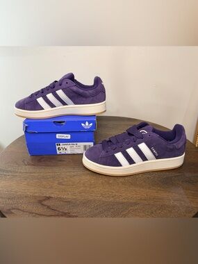 adidas Purple Suede Campus Sneakers with White Stripes